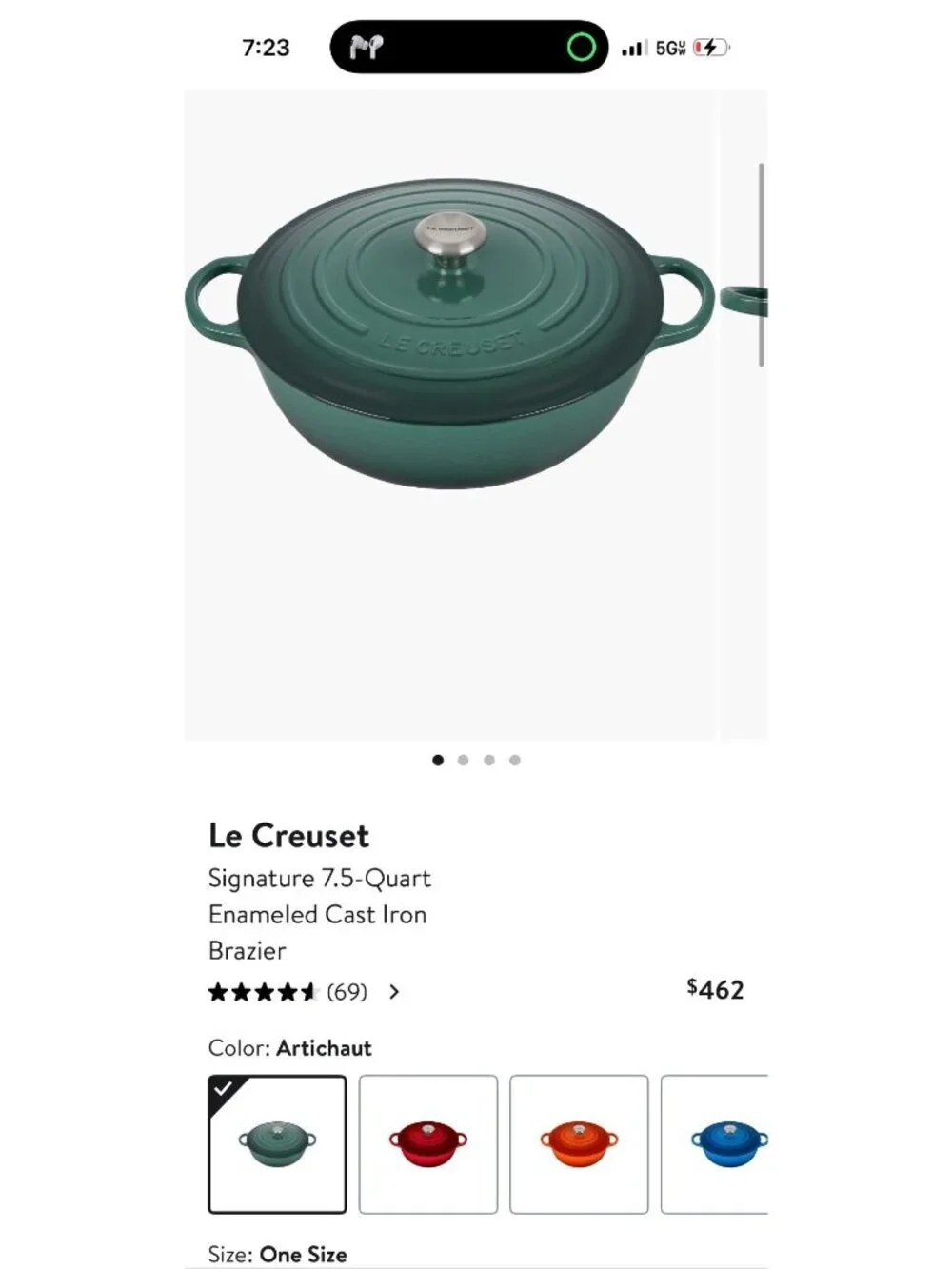 Le Creuset Enameled Cast Iron Braiser With Lid 7.5 Qt Green NWT
